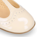 Girl T-BAR Mary Jane shoes in Ivory patent nappa leather.