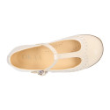 Girl T-BAR Mary Jane shoes in Ivory patent nappa leather.