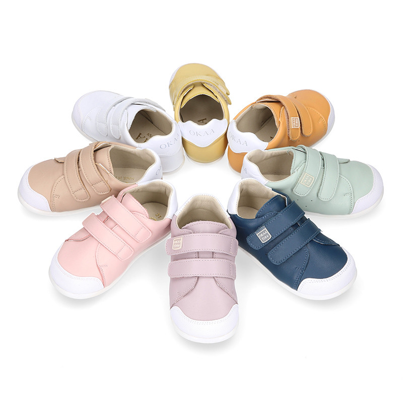 Okaa Flex Kids Sneaker shoes in Nappa leather in sweet colors. RESPECTFUL  model. AP001