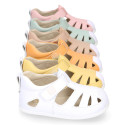 Okaa Flex Kids Sandal shoes in Nappa leather in sweet colors. RESPECTFUL model.