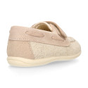 Little Linen canvas Boat shoes in Natural color.