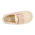 Little Linen canvas Boat shoes in Natural color.