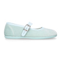 Velvet cotton Girl Mary Jane shoes with buckle fastening.