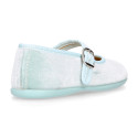 Velvet cotton Girl Mary Jane shoes with buckle fastening.