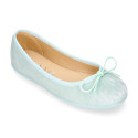 Velvet cotton Girl Ballet Flat shoes in pastel colors.