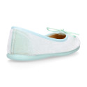 Velvet cotton Girl Ballet Flat shoes in pastel colors.