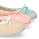 Velvet cotton Girl Ballet Flat shoes in pastel colors.