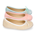 Velvet cotton Girl Ballet Flat shoes in pastel colors.
