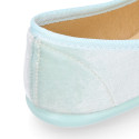 Velvet cotton Girl Ballet Flat shoes in pastel colors.