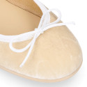 Velvet cotton Girl Ballet Flat shoes in pastel colors.