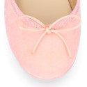 Velvet cotton Girl Ballet Flat shoes in pastel colors.