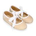 Velvet cotton Girl Ballet Flat shoes angel style in pastel colors.