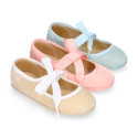 Velvet cotton Girl Ballet Flat shoes angel style in pastel colors.