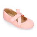 Velvet cotton Girl Ballet Flat shoes angel style in pastel colors.