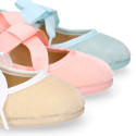 Velvet cotton Girl Ballet Flat shoes angel style in pastel colors.