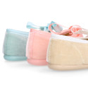 Velvet cotton Girl Ballet Flat shoes angel style in pastel colors.