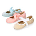 Velvet cotton Girl Ballet Flat shoes angel style in pastel colors.