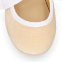 Velvet cotton Girl Ballet Flat shoes angel style in pastel colors.