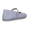 Linen cotton stylized Girl Mary Jane shoes with buckle fastening.