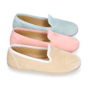 Velvet cotton Kids Slipper shoes in pastel colors.