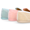 Velvet cotton Kids Slipper shoes in pastel colors.