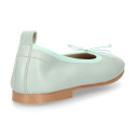 Soft Nappa leather classic girl ballet flats with adjustable ribbon in MInt color.