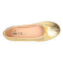 Soft Nappa leather classic girl ballet flats with adjustable ribbon in Gold color.