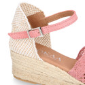 Lace Cotton Canvas women espadrille shoes in make up pink color.