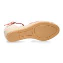 Lace Cotton Canvas women espadrille shoes in make up pink color.