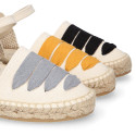 Cotton Canvas Girl espadrille shoes with buckle fastening and ties design in trendy colors.