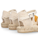 Cotton Canvas Girl espadrille shoes with buckle fastening and ties design in trendy colors.