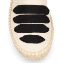 Cotton Canvas Girl espadrille shoes with buckle fastening and ties design in trendy colors.