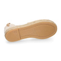 Cotton Canvas Girl espadrille shoes with ties closure design in trendy colors.