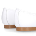 White Soft nappa leather girl ballet flats with adjustable Bow.