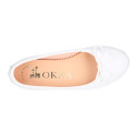 White Soft nappa leather girl ballet flats with adjustable Bow.