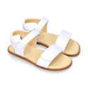 Okaa Flex Girl Sandal shoes to dress in White Nappa leather. RESPECTFUL model.