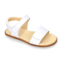 Okaa Flex Girl Sandal shoes to dress in White Nappa leather. RESPECTFUL model.