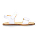 Okaa Flex Girl Sandal shoes to dress in White Nappa leather. RESPECTFUL model.