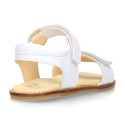 Okaa Flex Girl Sandal shoes to dress in White Nappa leather. RESPECTFUL model.