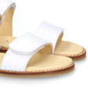 Okaa Flex Girl Sandal shoes to dress in White Nappa leather. RESPECTFUL model.