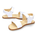 Okaa Flex Girl Sandal shoes to dress in White Nappa leather. RESPECTFUL model.