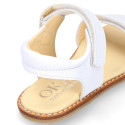 Okaa Flex Girl Sandal shoes to dress in White Nappa leather. RESPECTFUL model.