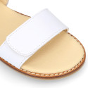 Okaa Flex Girl Sandal shoes to dress in White Nappa leather. RESPECTFUL model.