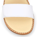 Okaa Flex Girl Sandal shoes to dress in White Nappa leather. RESPECTFUL model.