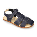 Okaa Flex Kid Sandal shoes to dress in Navy Blue color. RESPECTFUL model.