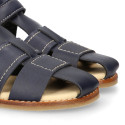 Okaa Flex Kid Sandal shoes to dress in Navy Blue color. RESPECTFUL model.