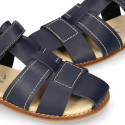 Okaa Flex Kid Sandal shoes to dress in Navy Blue color. RESPECTFUL model.