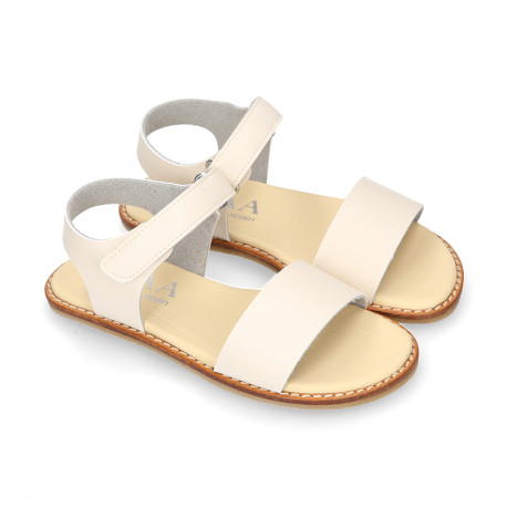 Okaa Flex Girl Sandal shoes to dress in Ivory color. RESPECTFUL model.