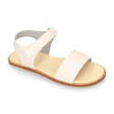 Okaa Flex Girl Sandal shoes to dress in Ivory color. RESPECTFUL model.