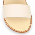 Okaa Flex Girl Sandal shoes to dress in Ivory color. RESPECTFUL model.